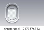 3d realistic vector icon illustration. Plane open window with copy space text and transparent back.