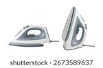3d realistic vector icon illustration. Iron in side and front view. Isolated on white background.