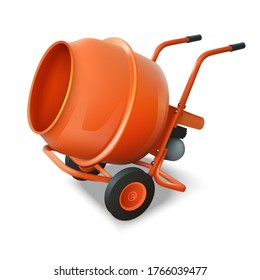 3d realistic vector icon illustration of  concrete mixer. Isolated on white background.