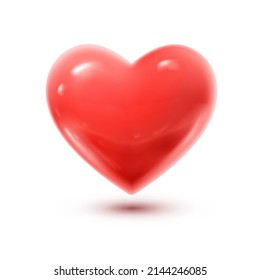 Ilustración de iconos vectoriales realistas 3d. Corazón rojo. Aislado sobre fondo blanco.