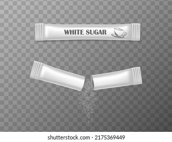 3d realistic vector icon illustration. White sugar stick closed and open.