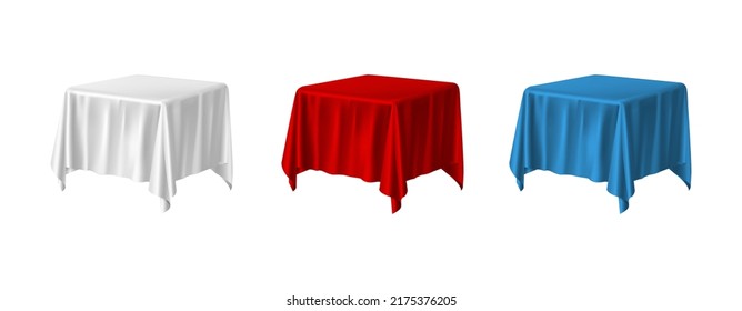 3d realistic vector icon illustration. Tablecloth in white, red and blue color. Isolated.