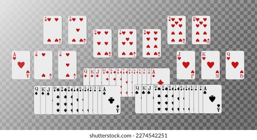 3d realistic vector icon illustration. Full deck of poker playing cards.