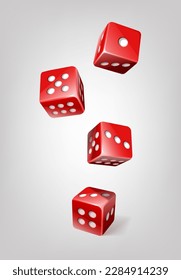 3d realistische Vektorsymbol-Abbildung. Rote Pokerwürfel fallen.