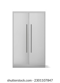 3d realistic vector icon illustration. Closed white wardrobe. isolated on white background.
