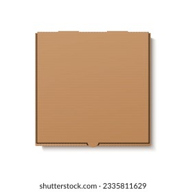 3d realistic vector icon illustration. Cardboard pizza box top view.