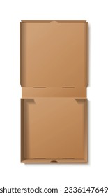 3d realistic vector icon illustration. Cardboard open pizza box. Top view.