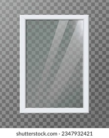 3d realistic vector icon illustration. White plastic modern window frame.