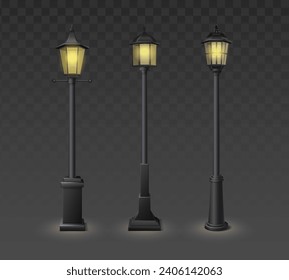 3d realistic vector icon illustration. Steet lights on transparent background.