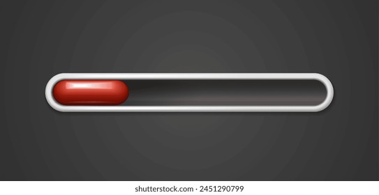 3d realistic vector icon illustration. Red progress bar, low enegry, soptware updates and loading on gray background.
