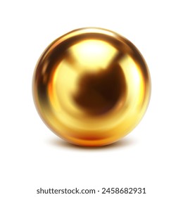 3d realistic vector icon illustration. Golden round ball, liquid gold. Isolated on white.