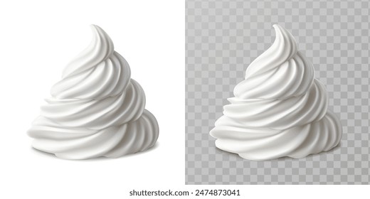 3d realistic vector icon illustration. Whipped cream or soft ice cream. Isolated on white background.