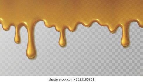 ilustração de ícone de vetor 3d realista. Derretimento de mel pingando sobre fundo transparente.
