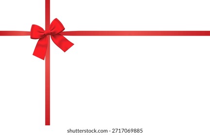 Ilustración realista del icono del Vector 3D. Cinta sedosa roja con un lazo. Regalo aislado presente elemento de diseño de arco de seda roja.