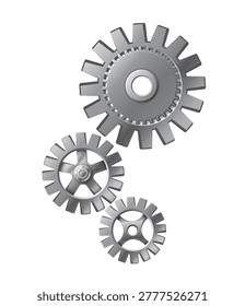 3d realistic vector icon illustration. Metal gears on white background. 