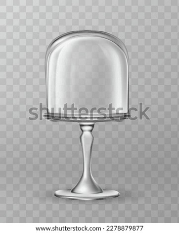 3d realistic vector icon illustration. Transparent glass cloche. Cake stand. Isolated on transparent background.
