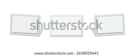 3d realistic vector icon illustration. Acrylic signs for advertisement, photo frame and paper stand.