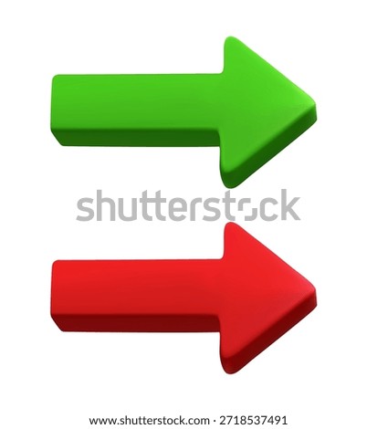 3d realistic vector icon illustration. Green and red navigation arrow isolated on white background.