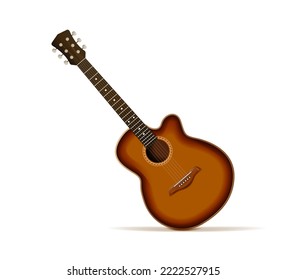 3d realistic vector icon. Isolated on white background. Acoustic guitar. Classic music concept.