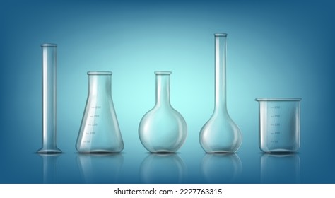3d realistic vector icon. Laboratory equipment, lab glassware. Science and biology education concept.