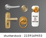 3d realistic vector icon set. Collection of different door handles. Room design elements for interiors doors. Modern door cnobs.