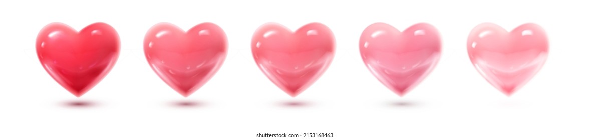 3d realistic vector icon set. Valentines collection of red and pink hearts.