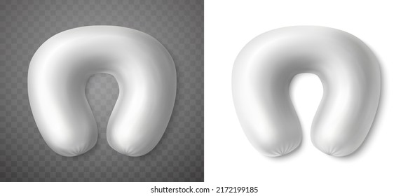 3d realistic vector icon set. White neck half round travel pillow.