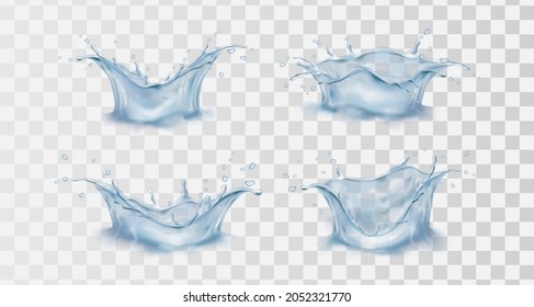 Icono vectorial 3d realista. Fondo transparente. Colección. salpicar agua. Caer.