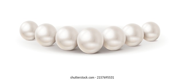 3d realistic vector icon. White pearls isolated on white background.