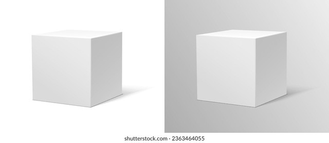 3d realistic vector icon. White cube. Isolated.