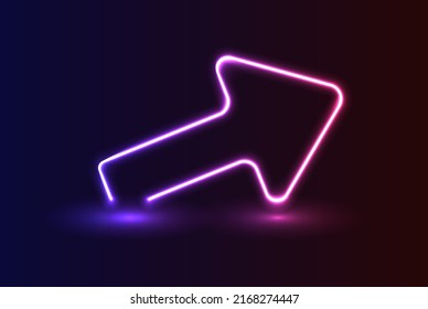 3d realistic vector illustration banner. Neon arrow on dark background.