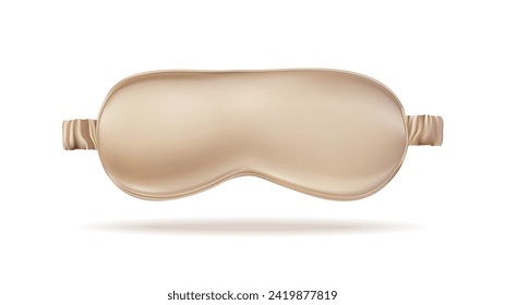 3d realistic vector illustration. Beige silk sleeping mask. 