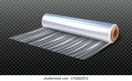 3d realistic vector illustration of a cling paper for packaging. Isolated on transparent background.