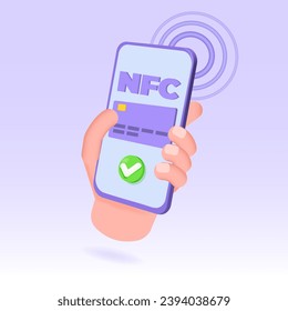 3d realistische Vektorgrafik Payment NFC Konzept. 