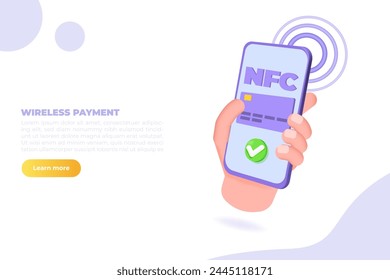 3d realistic vector illustration Payment NFC concept. 