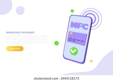 3d realistic vector illustration Payment NFC concept. 