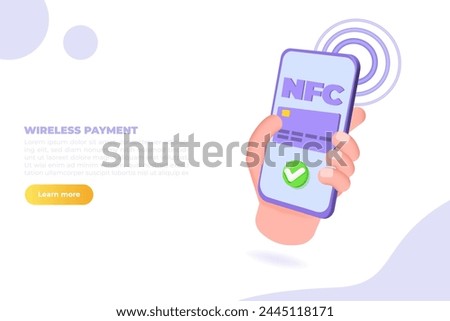 3d realistic vector illustration Payment NFC concept. 