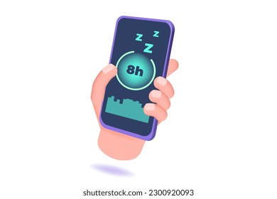 3d realistic vector illustration Sleep tracker, Fitness Smart Phone Application, Smart alarm clock. 
