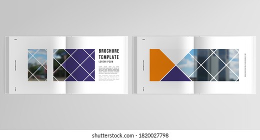 3d realistic vector layout of cover mockup templates for bifold square brochure, flyer, cover design, book design, magazine. Abstract design project in geometric style with squares and place for photo