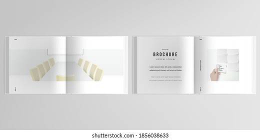 3d realistic vector layout of cover mockup design templates for bifold square brochure, cover design, book design, magazine, brochure cover. Home office concept, study or freelance, working from home.