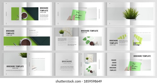 3d realistic vector layout of cover mockup design templates for bifold square brochure, flyer, cover design, book design, brochure cover. Home office concept, study or freelance, working from home.