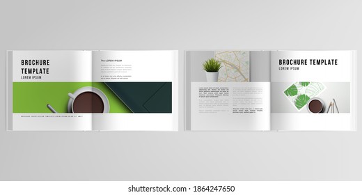 3d realistic vector layout of cover mockup design templates for bifold square brochure, flyer, cover design, book design, brochure cover. Home office concept, study or freelance, working from home.