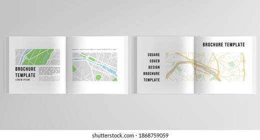 3d realistic vector layout of cover mockup design templates with urban city map of Paris for bifold square brochure, flyer, cover design, book design, magazine, brochure cover.