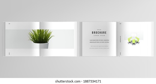 3d realistic vector layout of cover mockup design templates for bifold square brochure, flyer, cover design, book design, brochure cover. Home office concept, study or freelance, working from home.