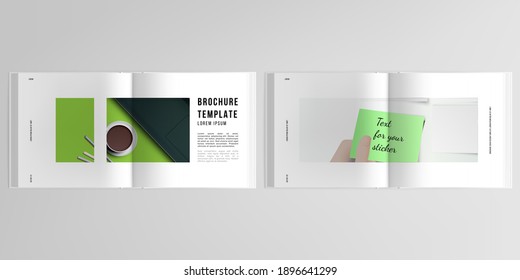 3d realistic vector layout of cover mockup design templates for bifold square brochure, flyer, cover design, book design, brochure cover. Home office concept, study or freelance, working from home.