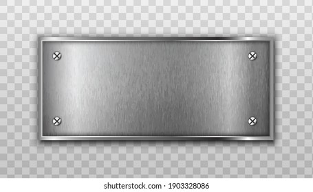 3d realistic vector metal plate. Isolated on transparent background.