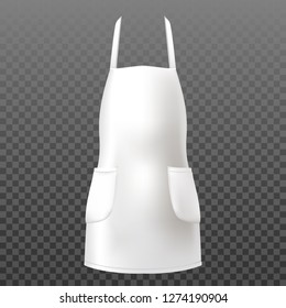 3d realistic vector mockup chef white apron on isolated background.