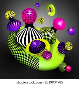 3D realistic vector objects. Bright modern trend fashion brand identity. Colorful geometric Background for packaging, advertising. Modern abstract cover, minimal covers design.