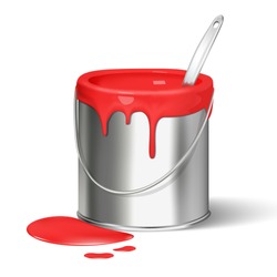 3d Realistic Vector Paint Bucket For Renovation.
