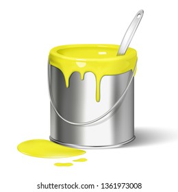 3d Realistic Vector Paint Bucket For Renovation.